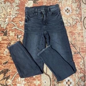 AE super stretch high rise black jeans size 00